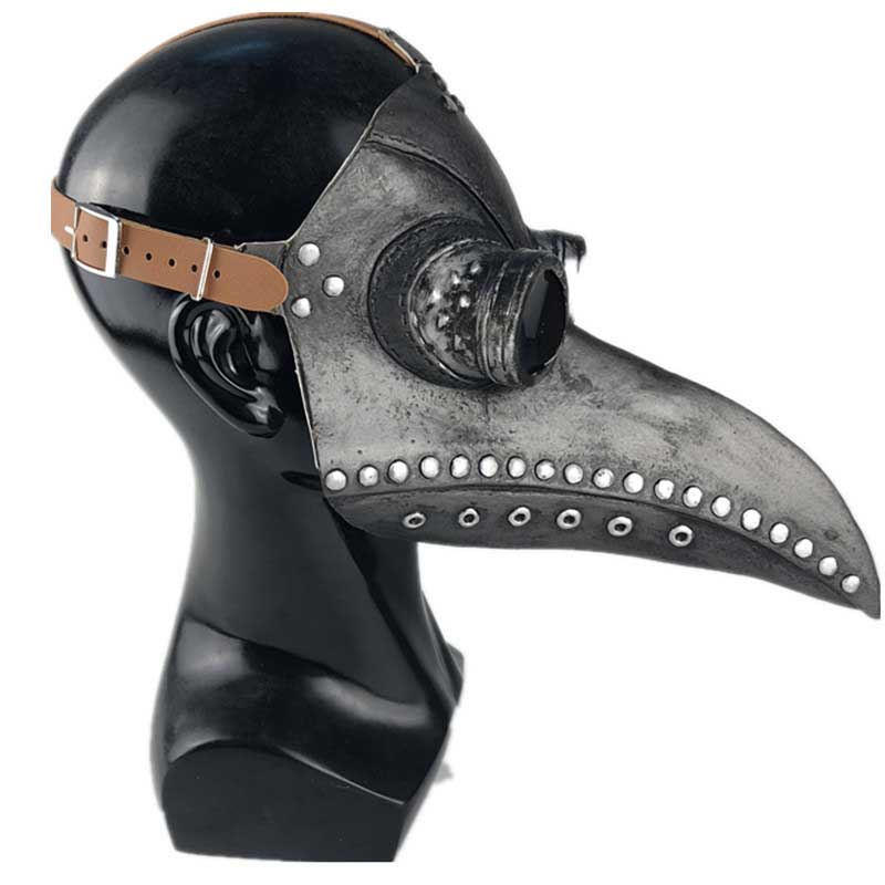 Scary Raven Gothic Plague Doctor Halloween Cosplay Face Mask Creepy Black Death Bird Beak Costume Persona Props-Takerlama