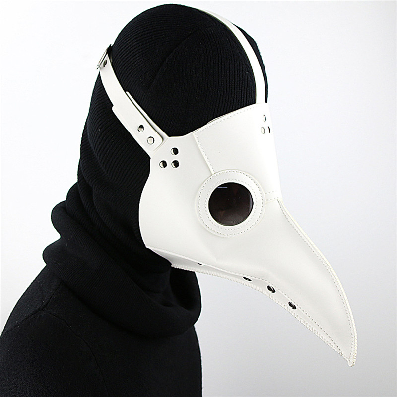 Cospaly Dr. Beulenpest Steampunk Plague Doctor Mask White PU Leather Birds Beak Masks Halloween Art Cosplay Carnaval Costume
