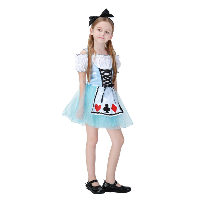 Halloween Carnival Costumes Girls Alice in Wonderland Costume Cosplay Lolita Dress Kids Princess Dress Stage Costume