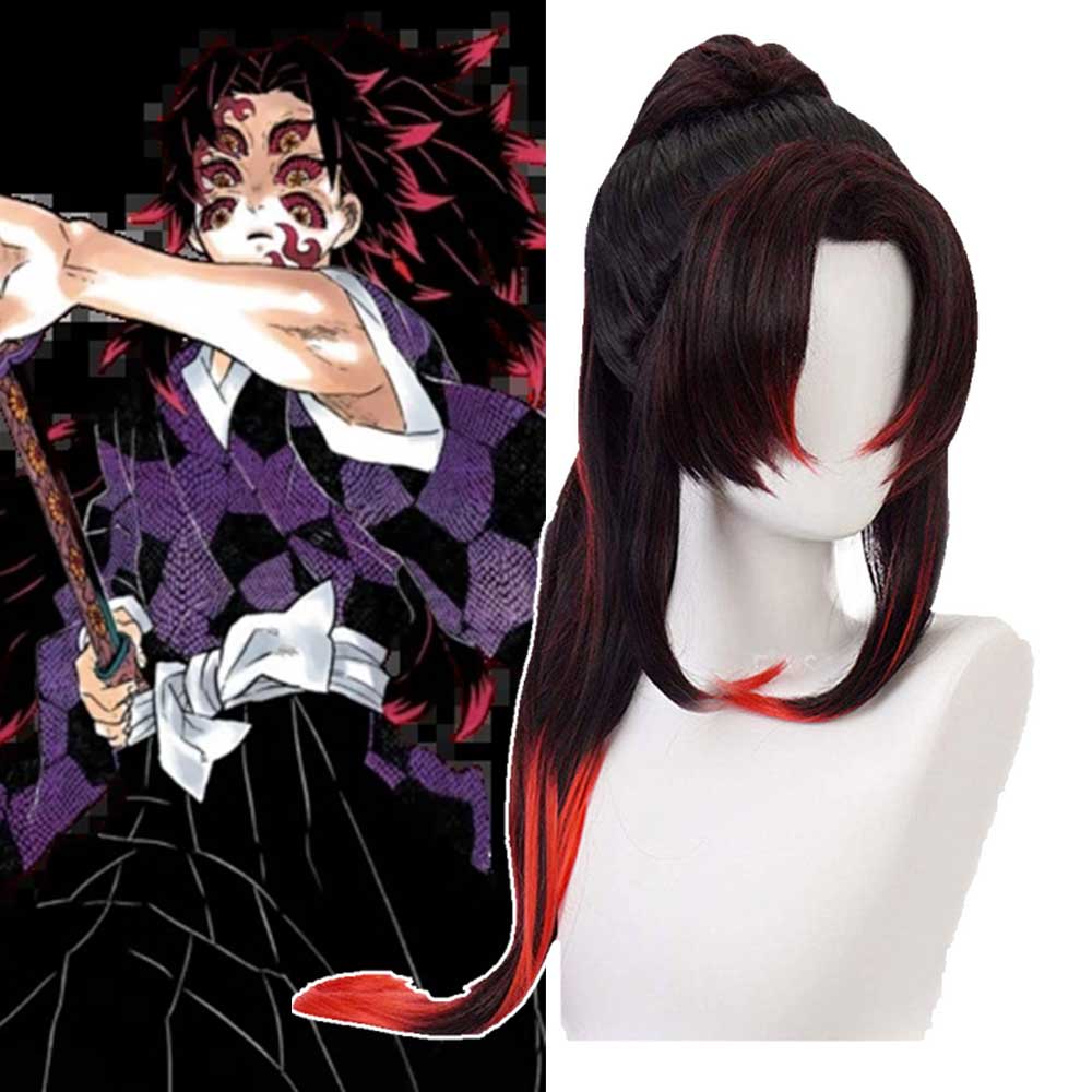 Kokushibou Cosplay Costume Gradient Wigs Anime Demon Slayer Kimetsu No Yaiba-Takerlama
