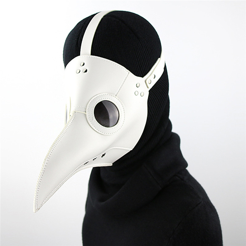 Cospaly Dr. Beulenpest Steampunk Plague Doctor Mask White PU Leather Birds Beak Masks Halloween Art Cosplay Carnaval Costume