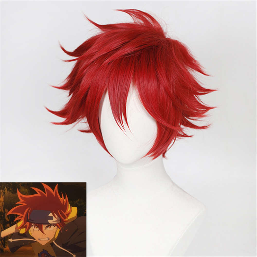Anime SK8 the Infinity Reki Cosplay Wig Red Hair Men Short Curly Headwear Halloween Carnival Party Props-Takerlama