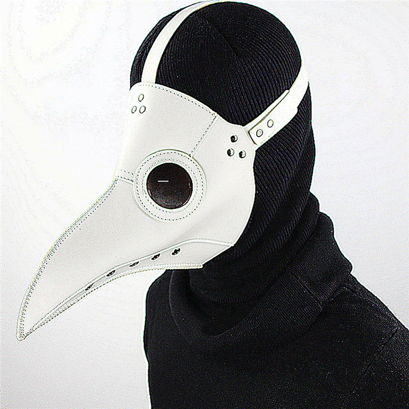 Cospaly Dr. Beulenpest Steampunk Plague Doctor Mask White PU Leather Birds Beak Masks Halloween Art Cosplay Carnaval Costume