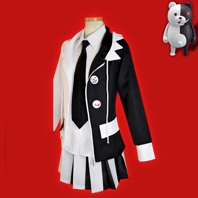Anime Danganronpa Monokuma Women Cosplay Costume Black And White Bear