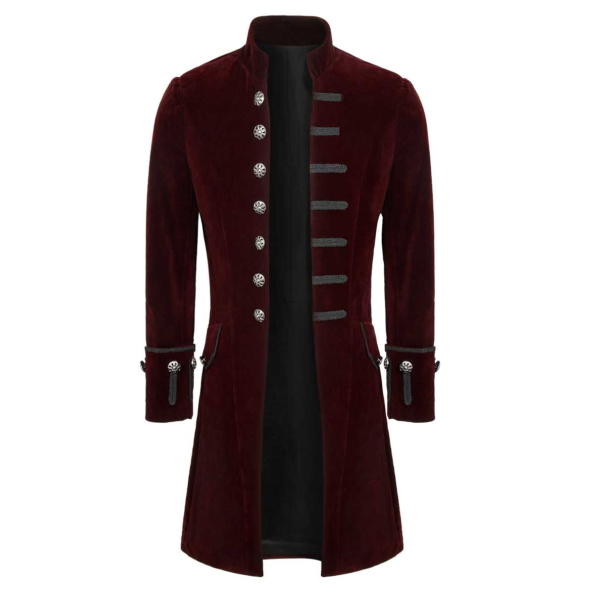  Mens Velvet Goth Steampunk Victorian Frock Coat