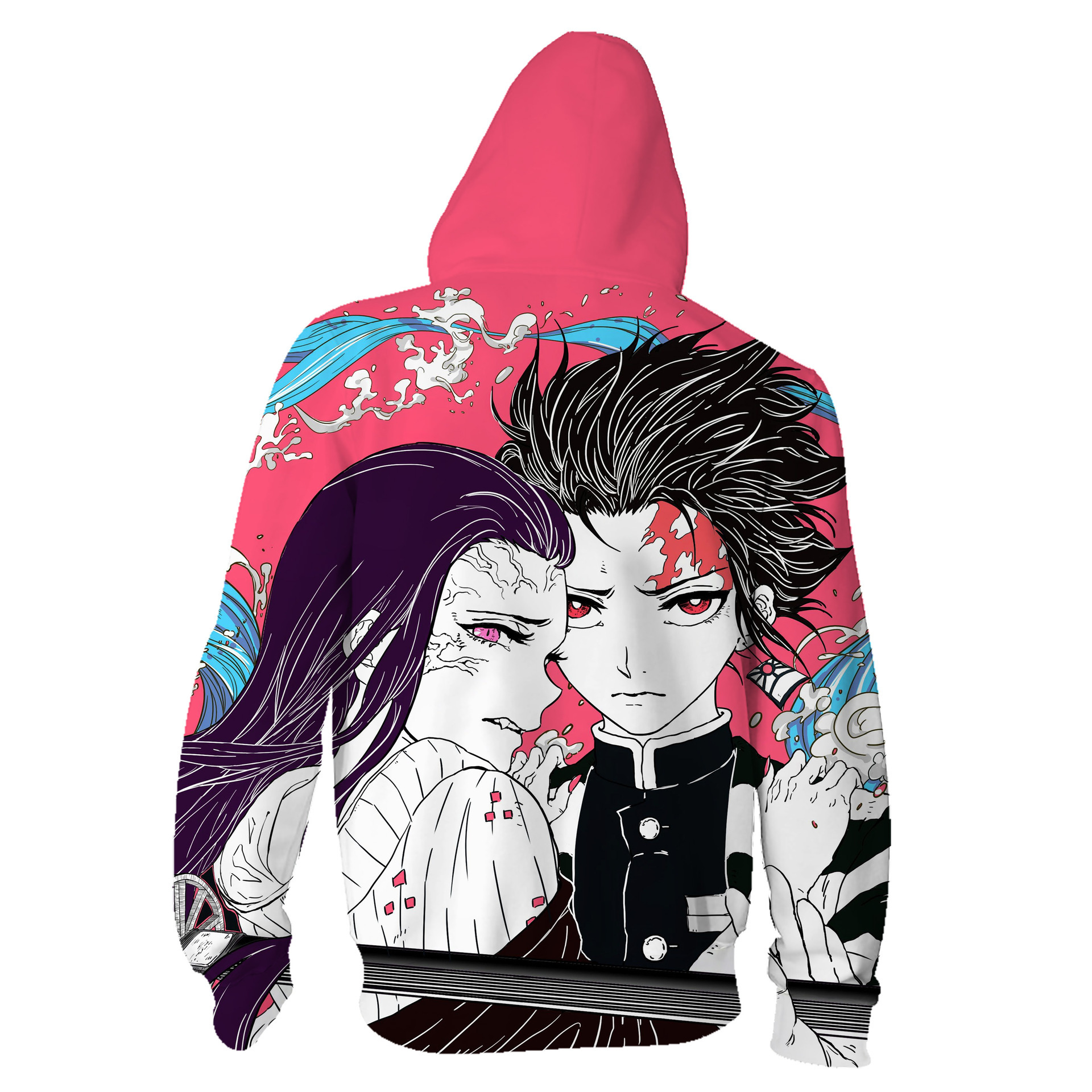 Tanjiro Kamado Nezuko Floral Pink Hoodie Demon Slayer Kimetsu No Yaiba