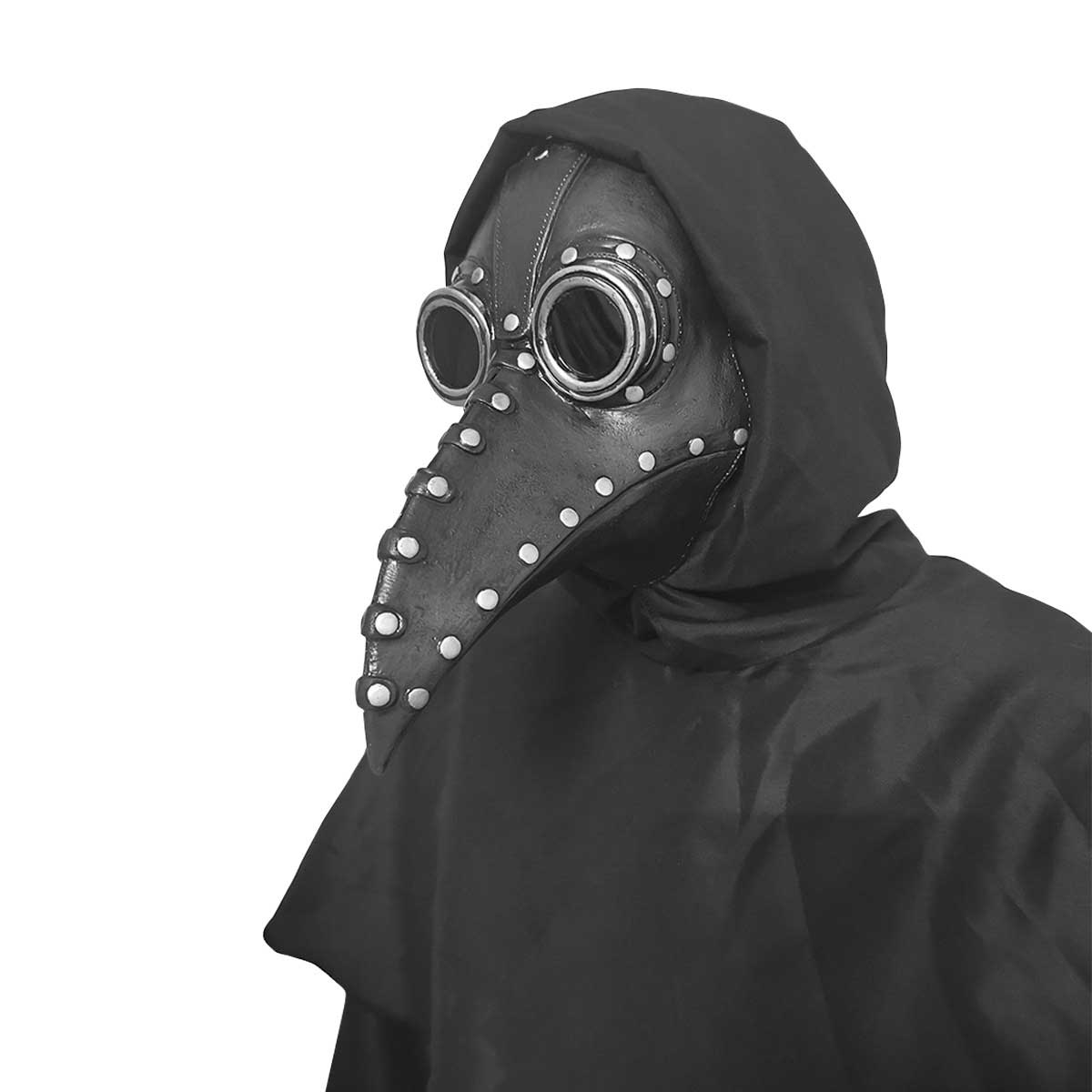 Plague Doctor Halloween Cosplay Face Mask Creepy Black Death Bird Beak Costume Persona Props-