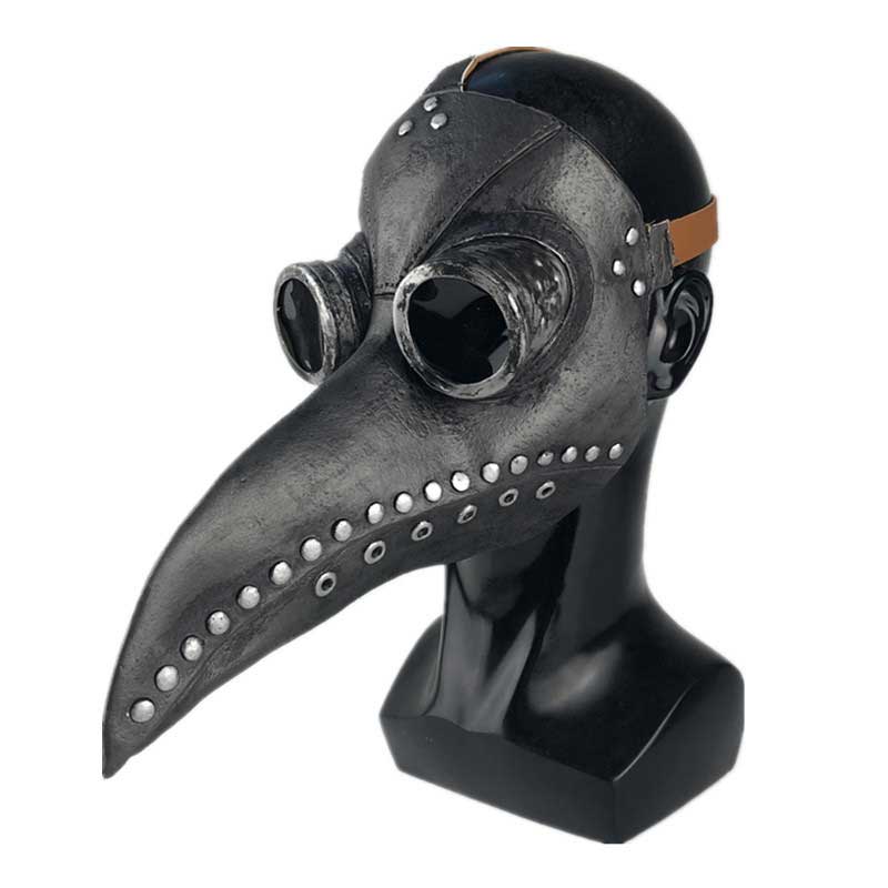 Scary Raven Gothic Plague Doctor Halloween Cosplay Face Mask Creepy Black Death Bird Beak Costume Persona Props-Takerlama