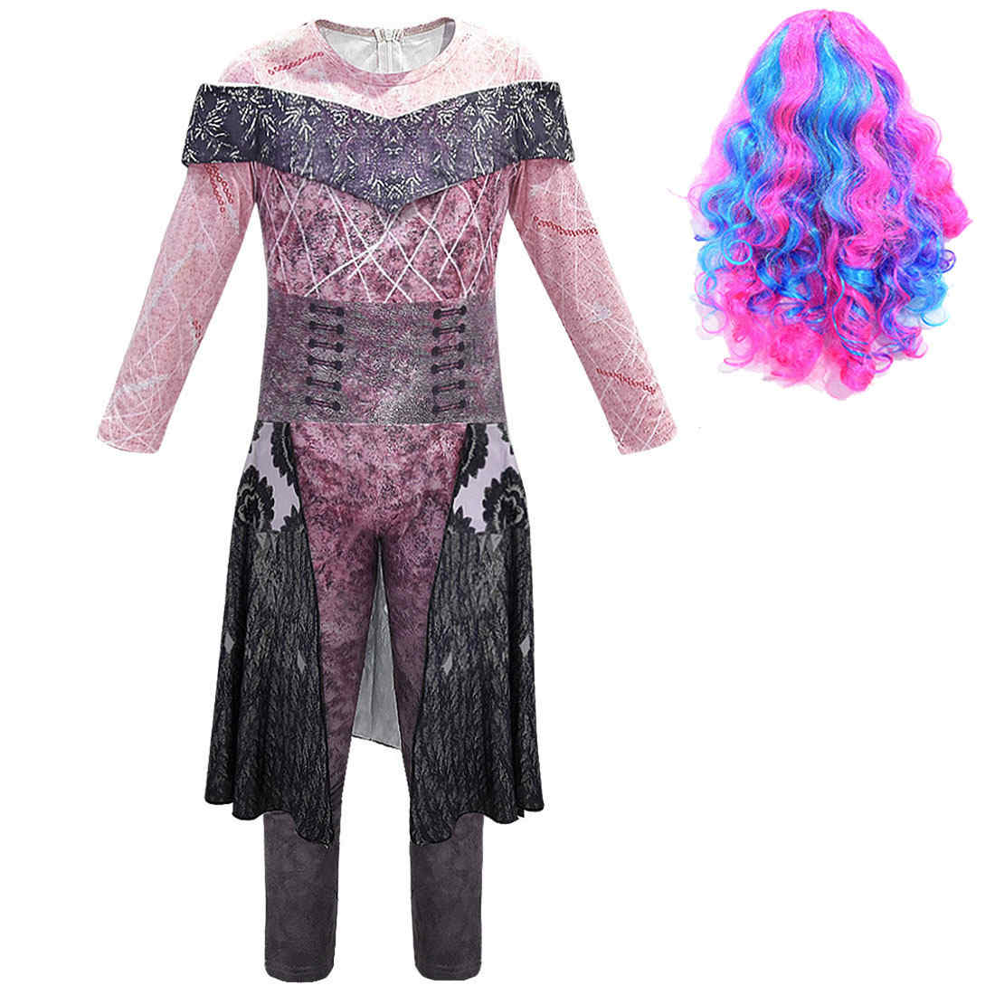 Descendants 3 Evie Audrey Halloween Cosplay Costume Junmpsuit Uniform Kids Jumpsuit 