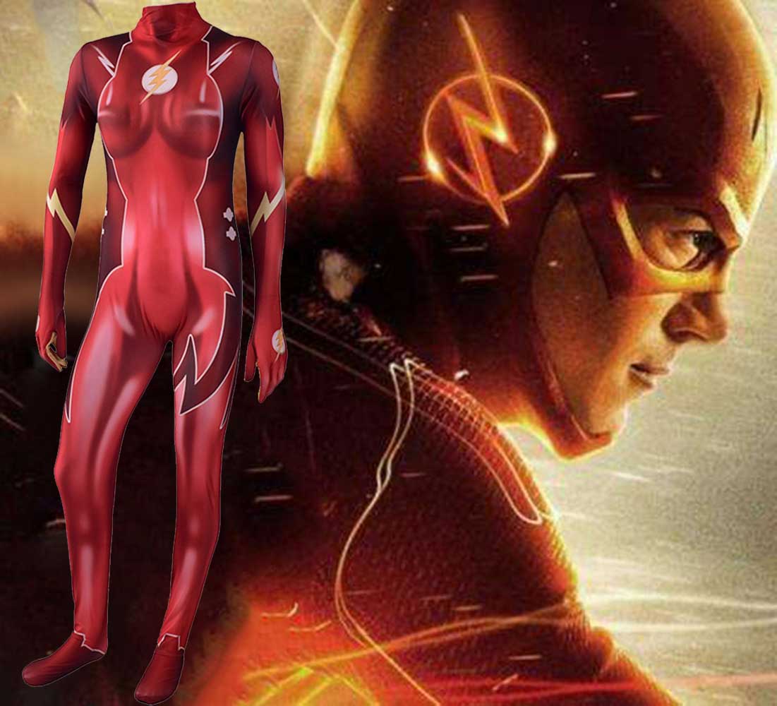  The Flash Woman Cosplay Costume 3D Printing Female Superhero Zentai