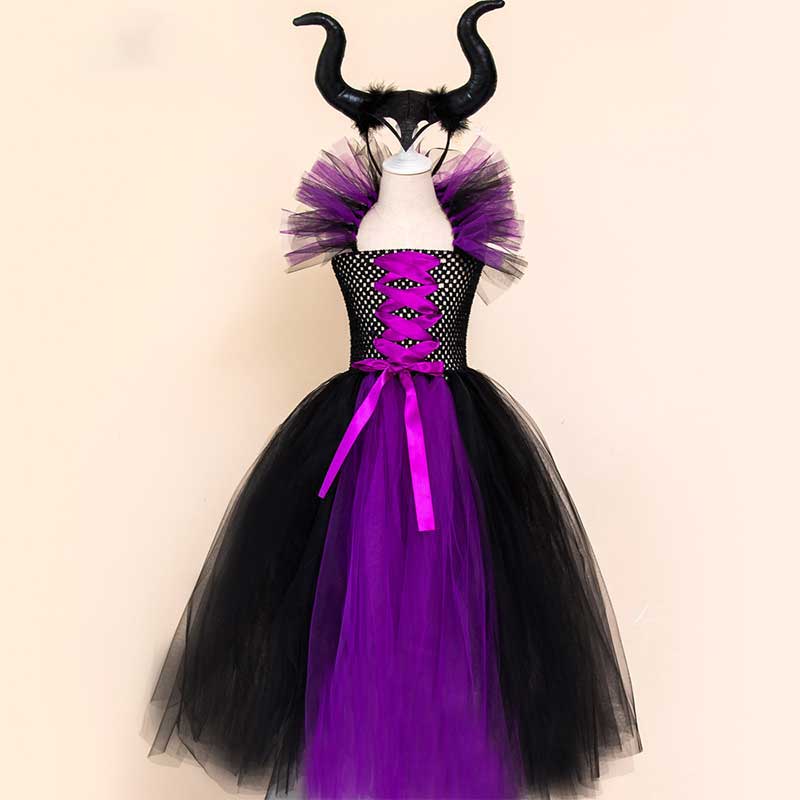 Maleficent Evil Queen Girls Halloween Fancy Tutu Dress