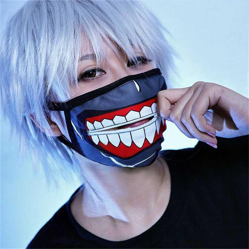 Kaneki Ken Face Masks Zipper Cycling Anti-Dust Anime Tokyo Ghoul Cosplay Mask