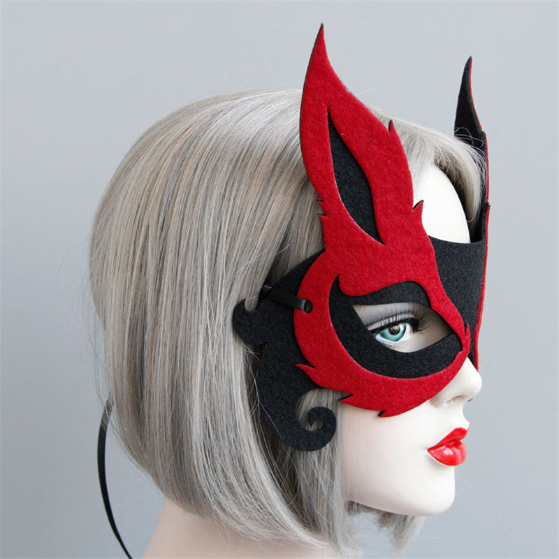 1pc Red Sexy Fox Half Face Mask Universal Face Decoration Costume Cosplay Carnival Masquerade Mask Halloween Party Mask