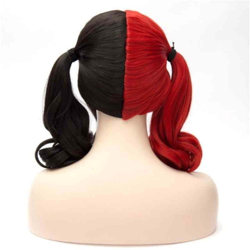 Harley Quinn Cosplay Red Black Wig Movie Suicide Squad 