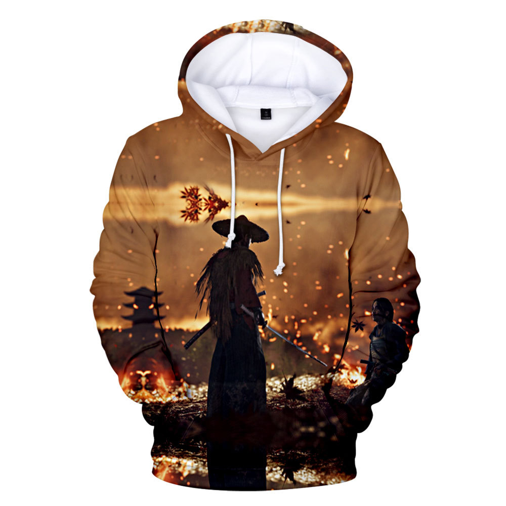 Game Ghost of Tsushima Samurai Sakai Pullover Hoodies 3D Print Sweatshirt-Takerlama