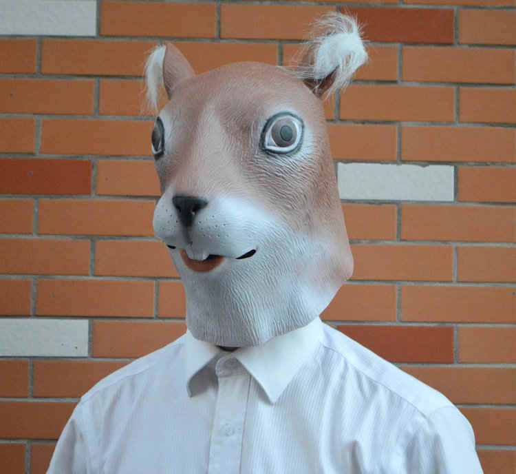 Animal Head Latex Face Squirrel Costume Mask For Halloween Carnival Cosplay Party-Takerlama