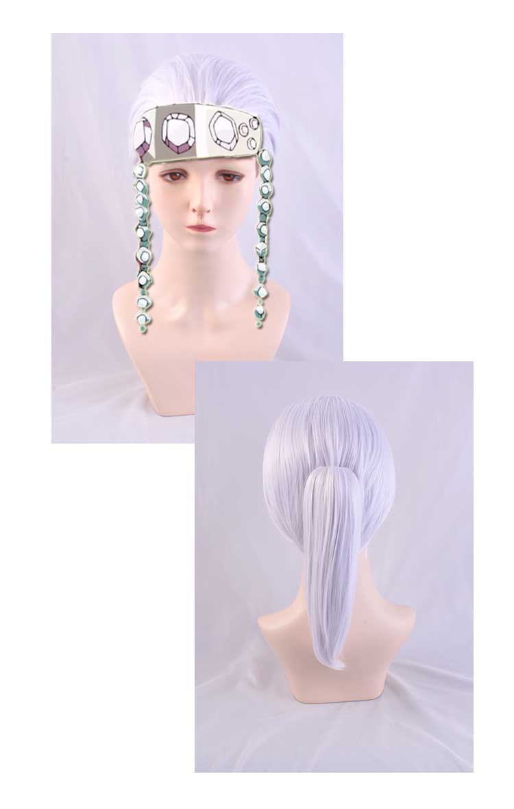 Anime Cosplay Wig Kimetsu No Yaiba Uzui Tengen Silver Hair Wig Men Halloween Costume Props Replica-Takerlama