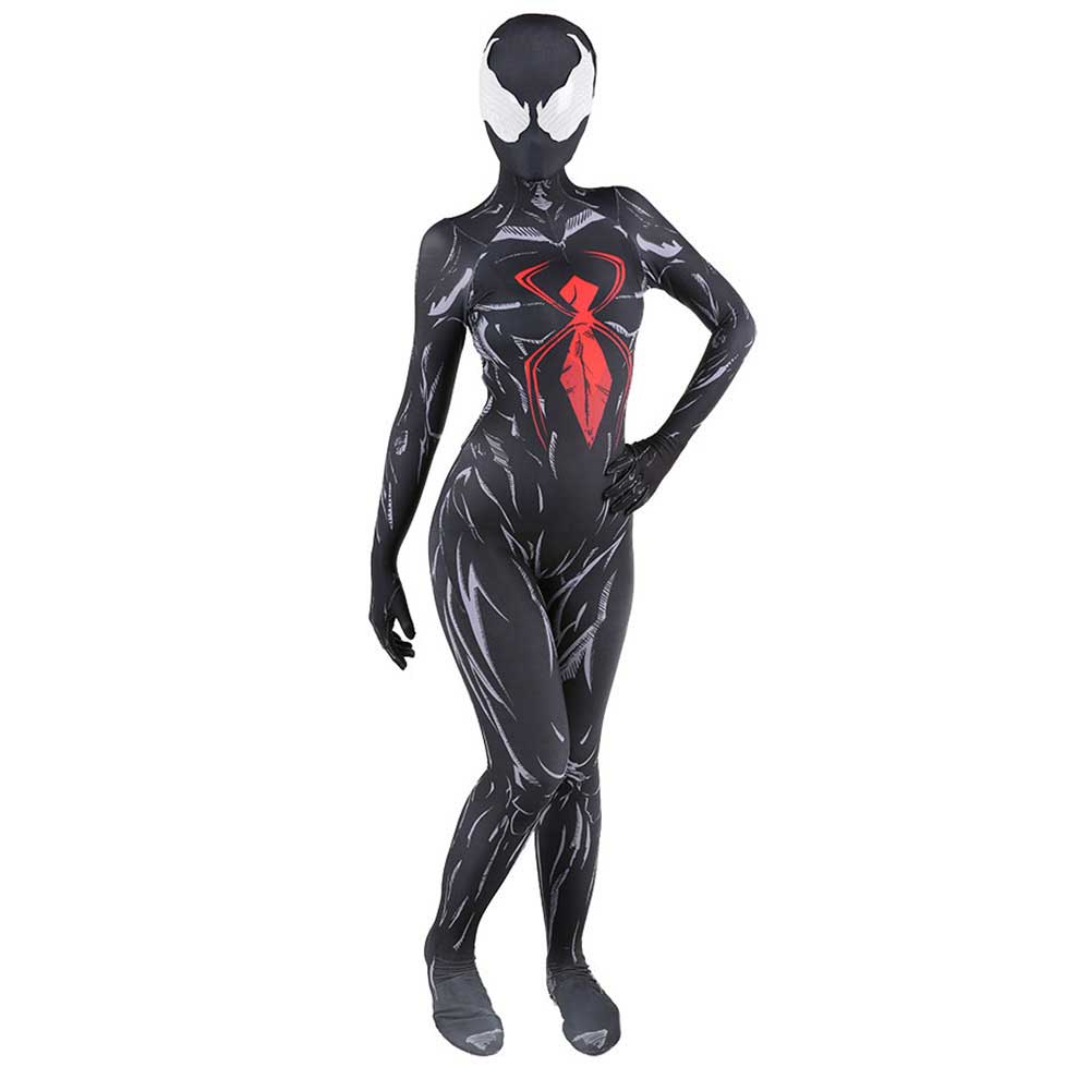 BLACK WIDOW Venom Costume Cosplay Big Glasses Venom Spider Cosplay Costume Halloween Zentai Suit Spiderman Costume Adult Kids